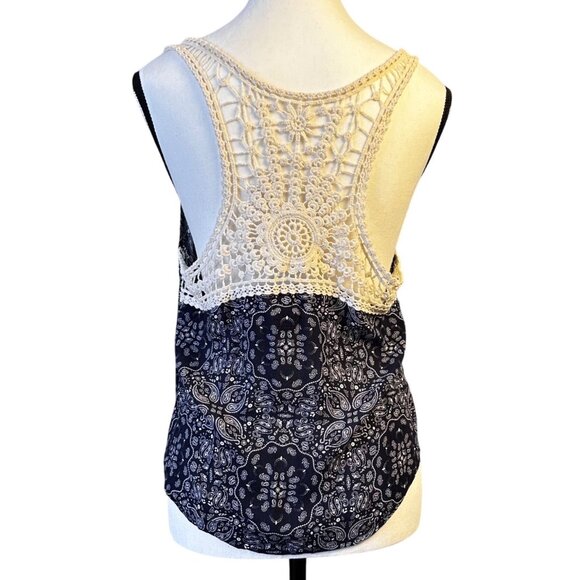 Rue21 Womens Paisley Print Tank Top With Crochet Racerback Lace Detail - Size M - Picture 4 of 10
